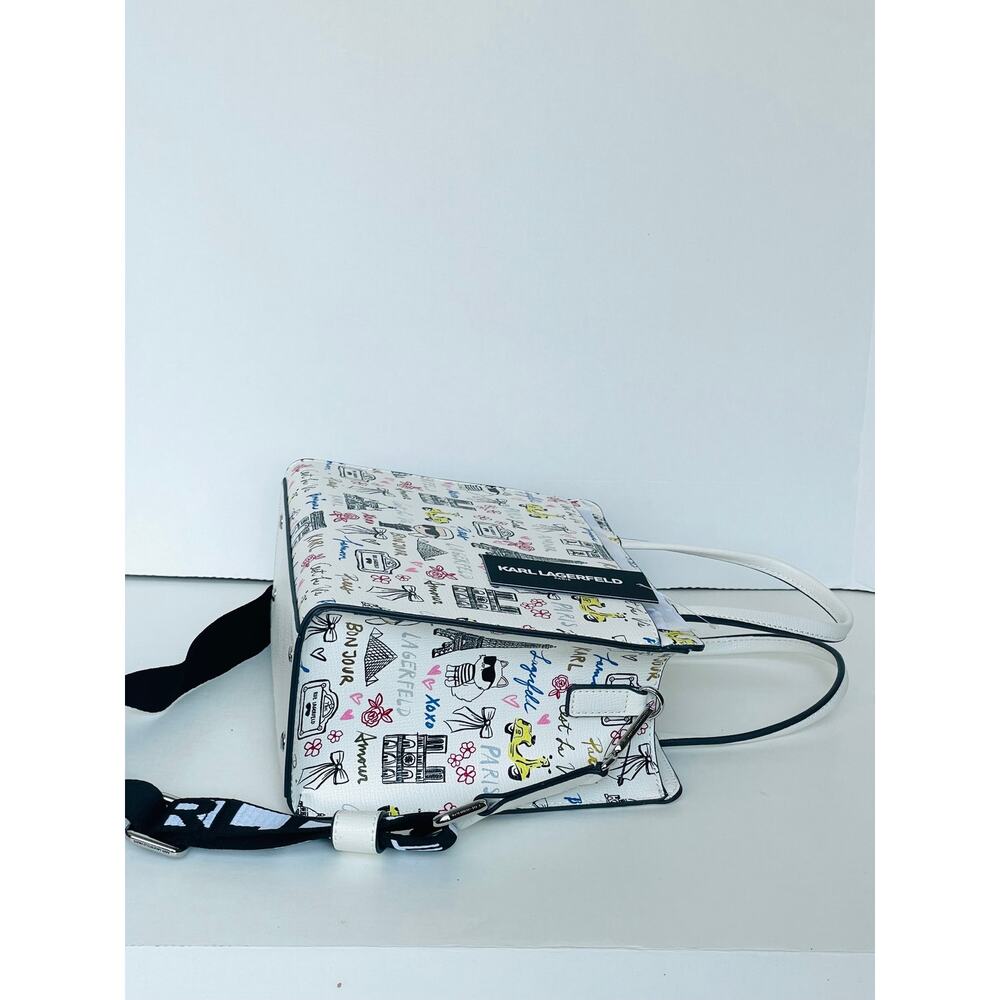 Karl Lagerfeld Maybelle Satchel Ikons Paris Print White Crossbody Bag - Picture 11 of 12